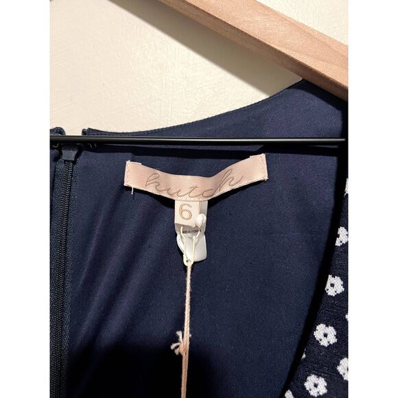 NWT Hutch Jenessa Polka Dot Mini Dress Mod Floral Navy Women's Size 6 - Picture 7 of 13